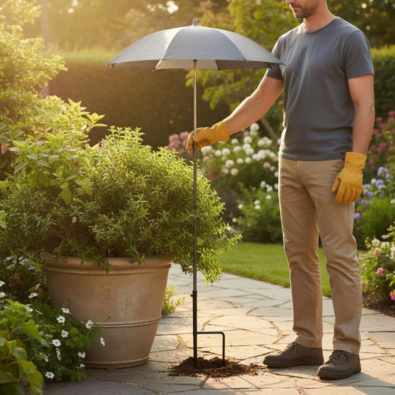 Sombrilla mini de jardín para macetas, protección solar decorativa - imagen 3