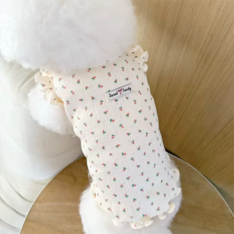Camiseta floral fresca de algodón para perros pequeños – Chihuahua - imagen 3