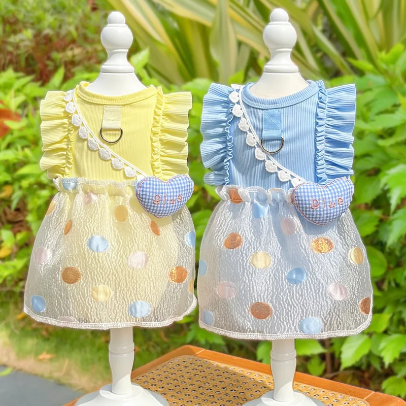 Vestido para perro de tul azul con encaje para Shih Tzu y Yorkie - imagen 3