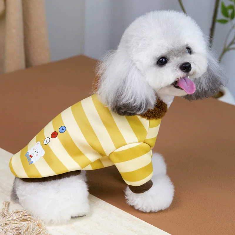 Sudadera con capucha a rayas para perros y gatos – Moda cálida de otoño