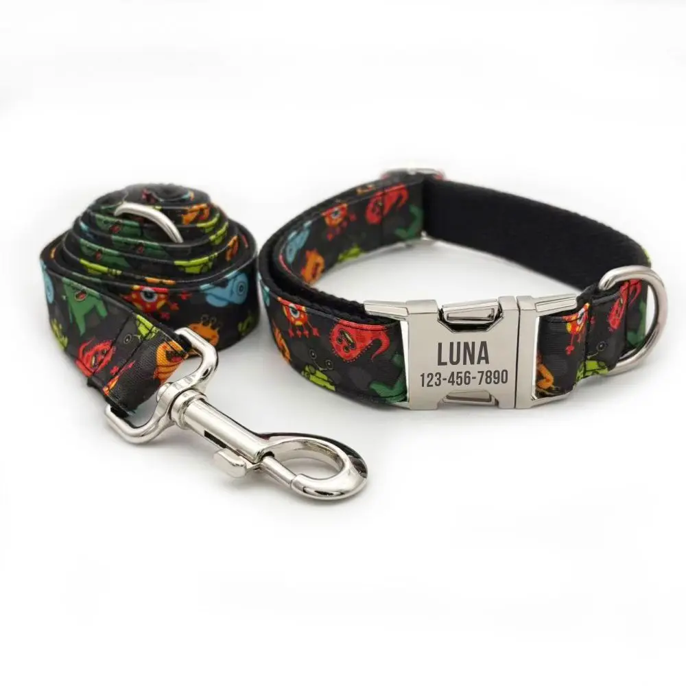 Conjunto correa y collar personalizado con nombre para perro antipérdida - imagen 2