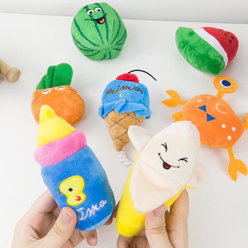 Juguete masticar de peluche fruta para perros y gatos – limpia dientes