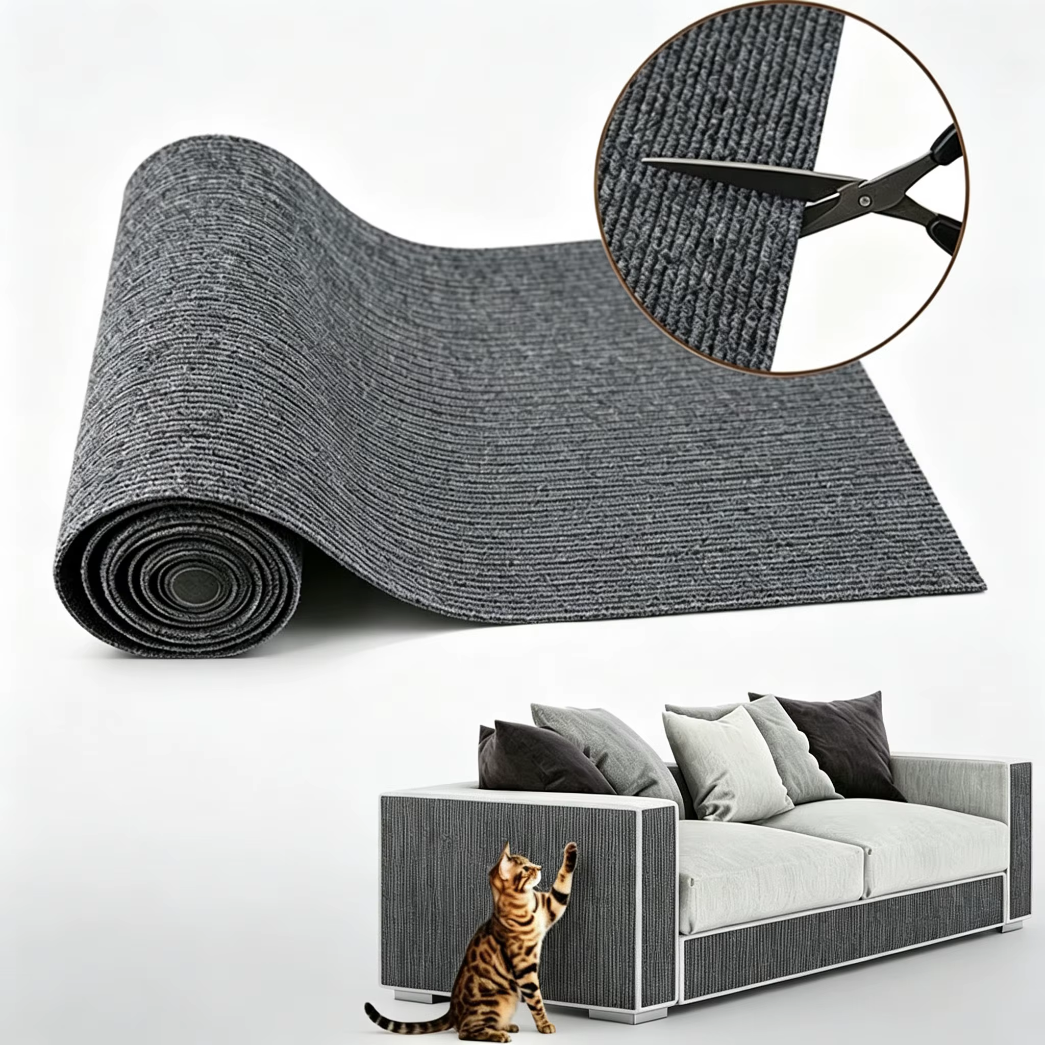 Protector Muebles Gatos – Alfombrilla Rascadora Autoadhesiva Vertical - imagen 4