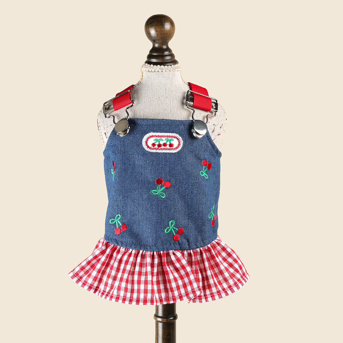 Vestido Mezclilla Cerezas Bordado para Perros Pequeños - imagen 3