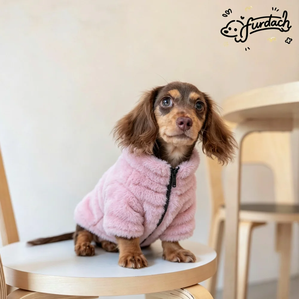 Chaqueta cálida de invierno con cremallera para perros salchicha