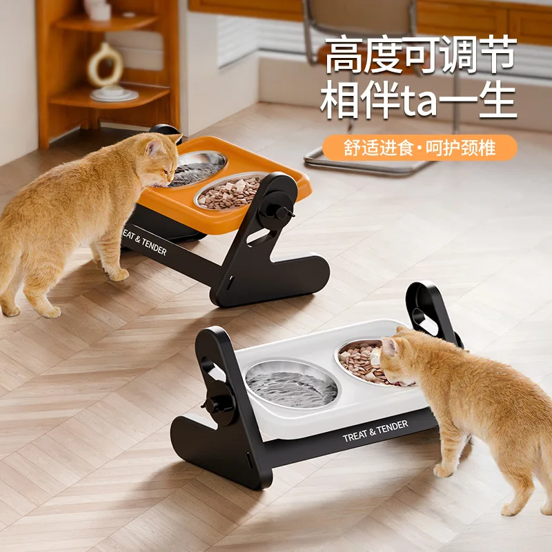 Comedero elevado ajustable con doble tazón para perros y gatos - imagen 4