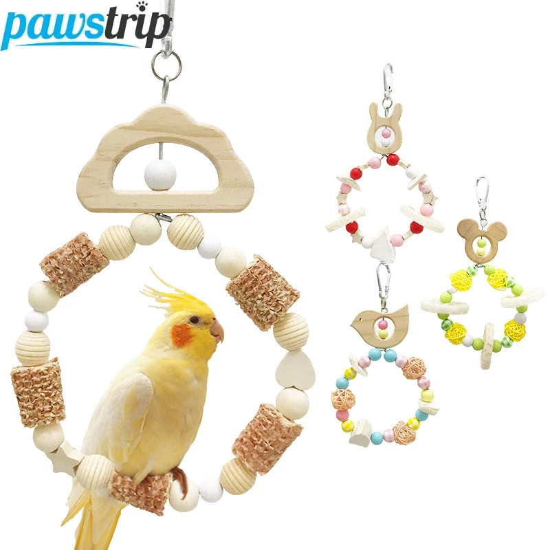 Juguetes para loros de madera: columpio, puente y juguete de jaula - imagen 3