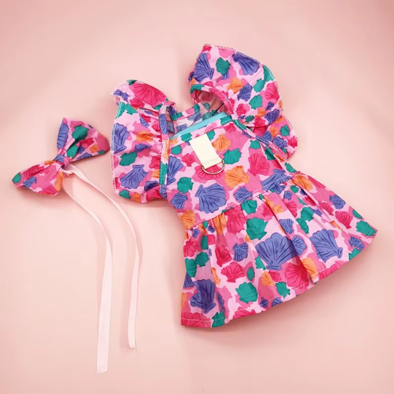 Vestido veraniego para perro Chihuahua y gato – Floral con lazo - imagen 5