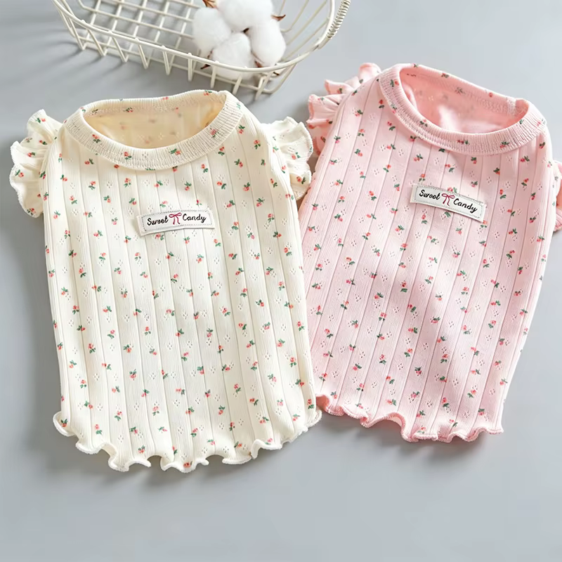 Camiseta floral fresca de algodón para perros pequeños – Chihuahua