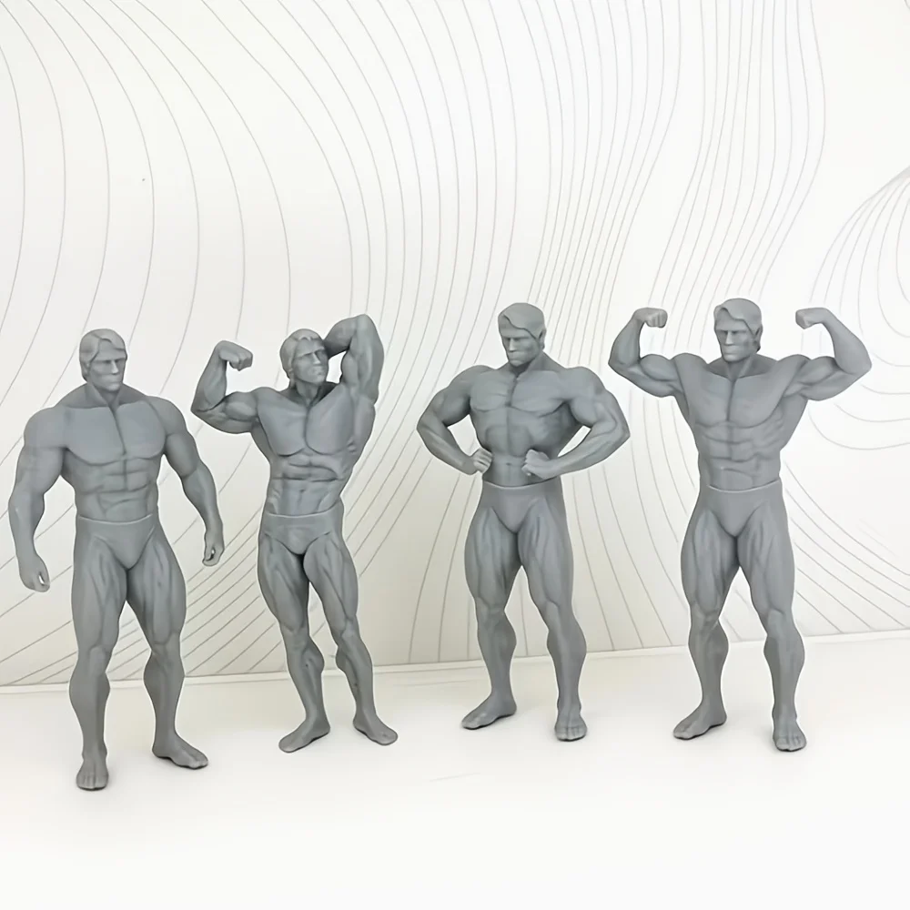 Figuras fitness escala 1/24 para RPG – 4 miniaturas resina sin pintar