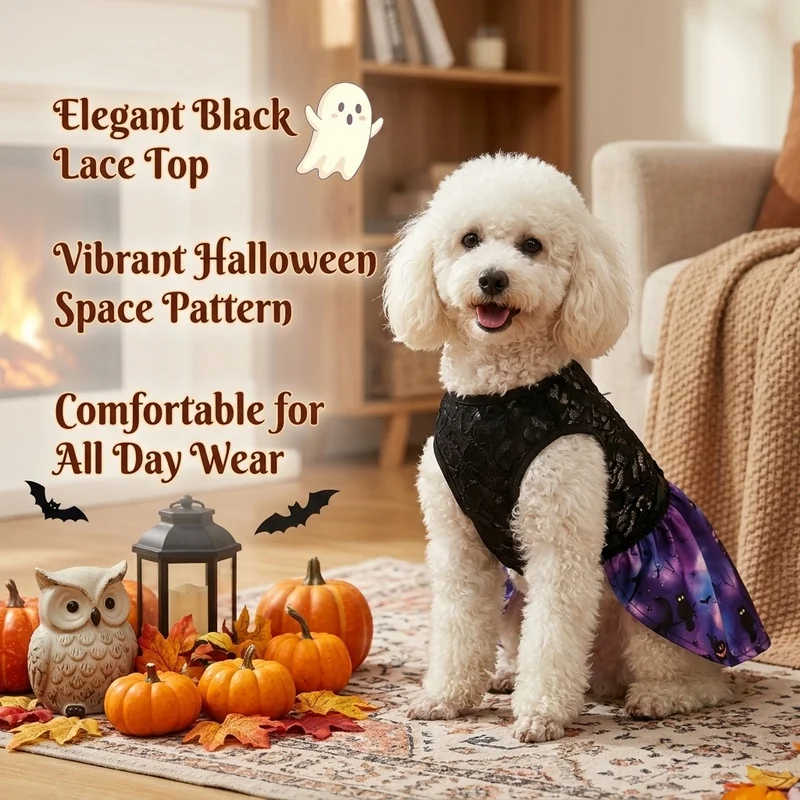 Disfraz murciélago Halloween para gatos y perros – Tutú de encaje - imagen 5