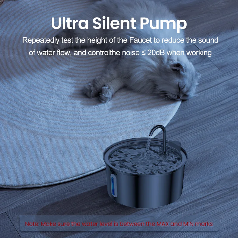 Bebedero automático para gatos y perros – Fuente de agua de acero inoxidable - imagen 5