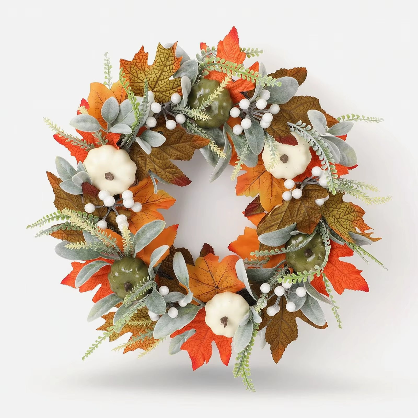 Corona de otoño con calabazas blancas para hogar gatos y perros - imagen 3