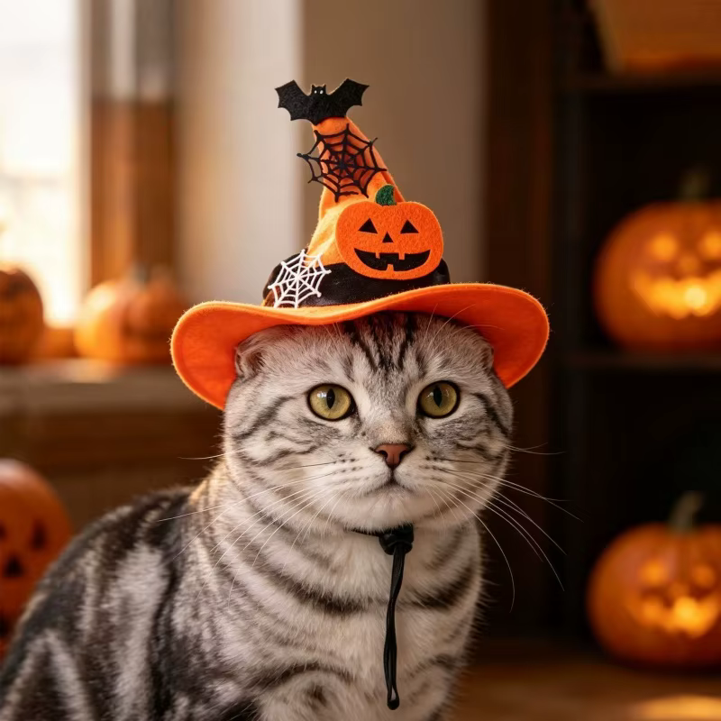 Disfraz de Halloween para gatos: capa y gorro con sombrero - imagen 2