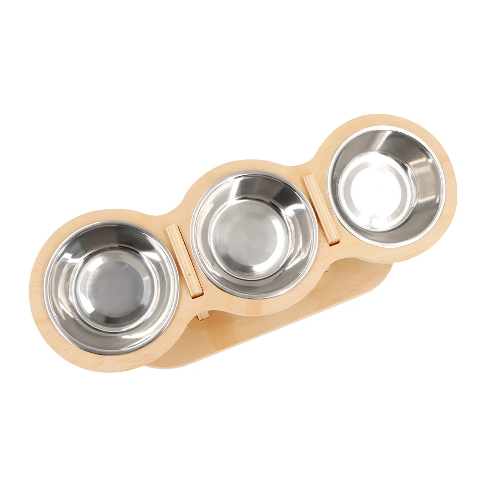 Comedero Ajustable con Tazones Acero para Gatos y Perros
