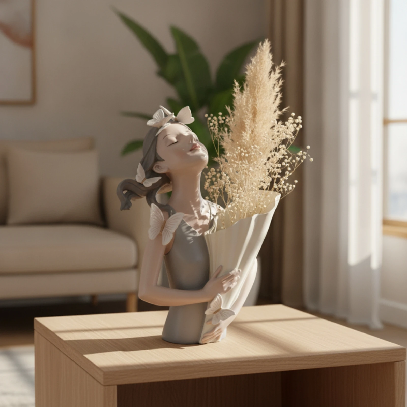 Figura decorativa de mujer con ramo de flores, busto moderno - imagen 4