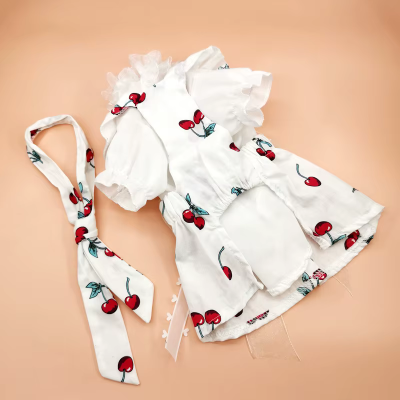 Conjunto boda cereza para Chihuahua, Bichón y gato