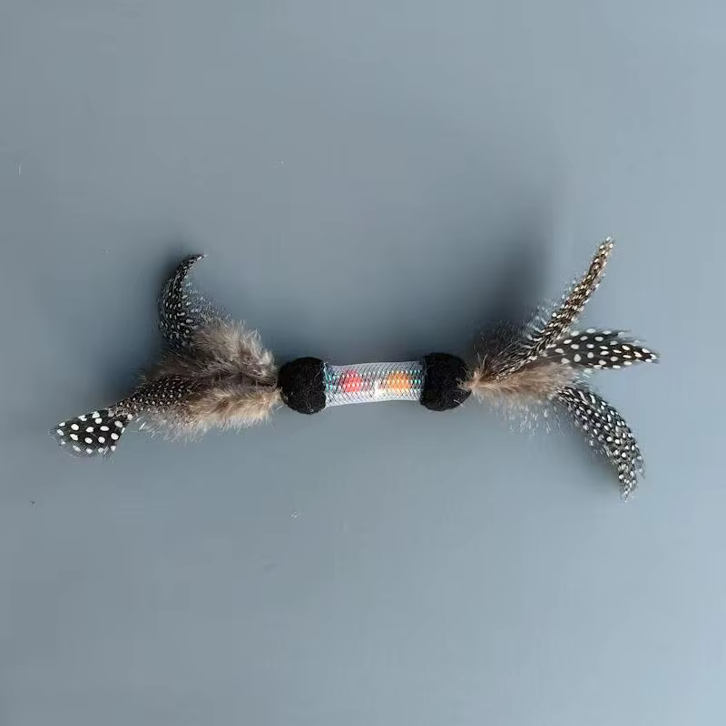 Juguete interactivo para gatos con pelota y plumas de colores - imagen 2