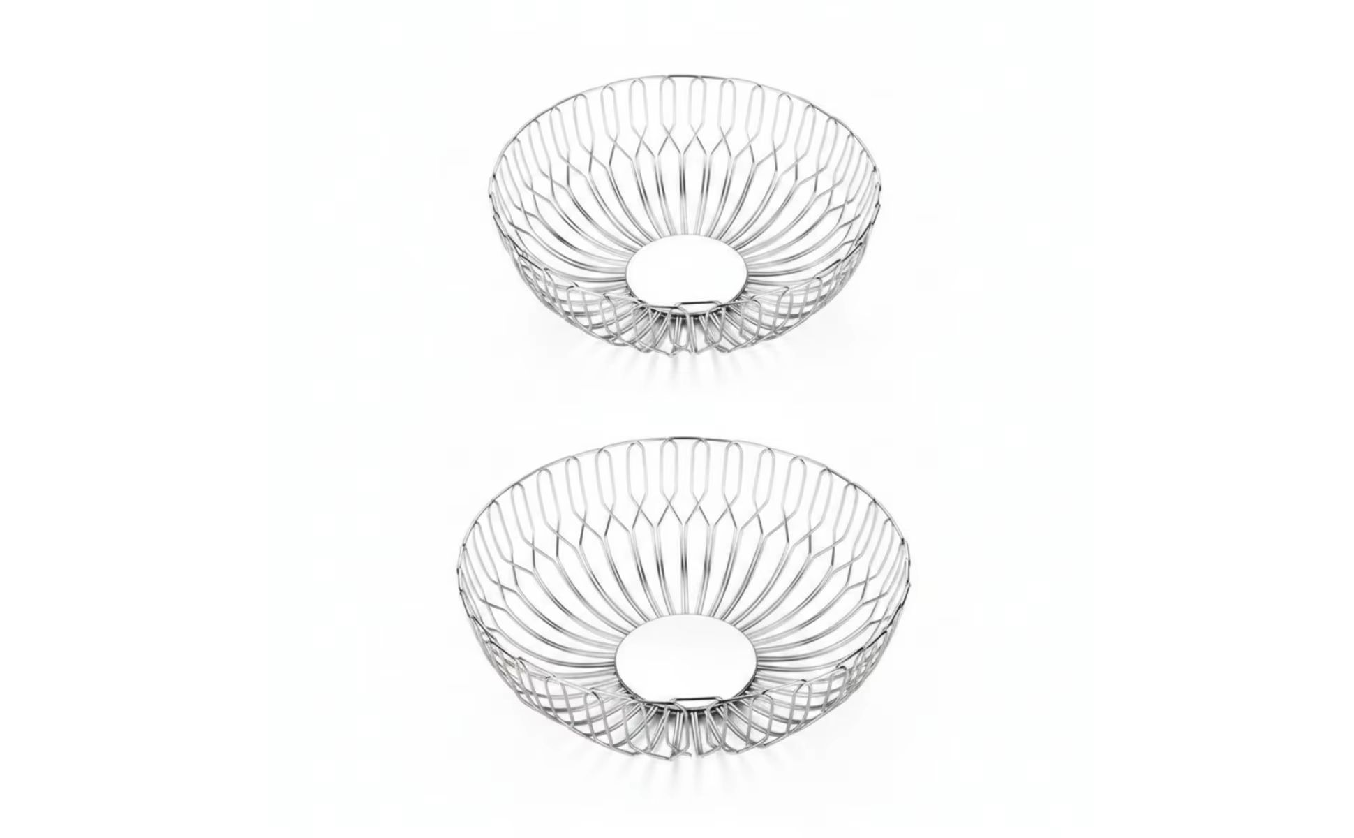 Cesta de frutas redonda de acero inoxidable con borde ancho