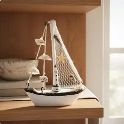 Modelo velero madera acabado agrietado decoración náutica rústica