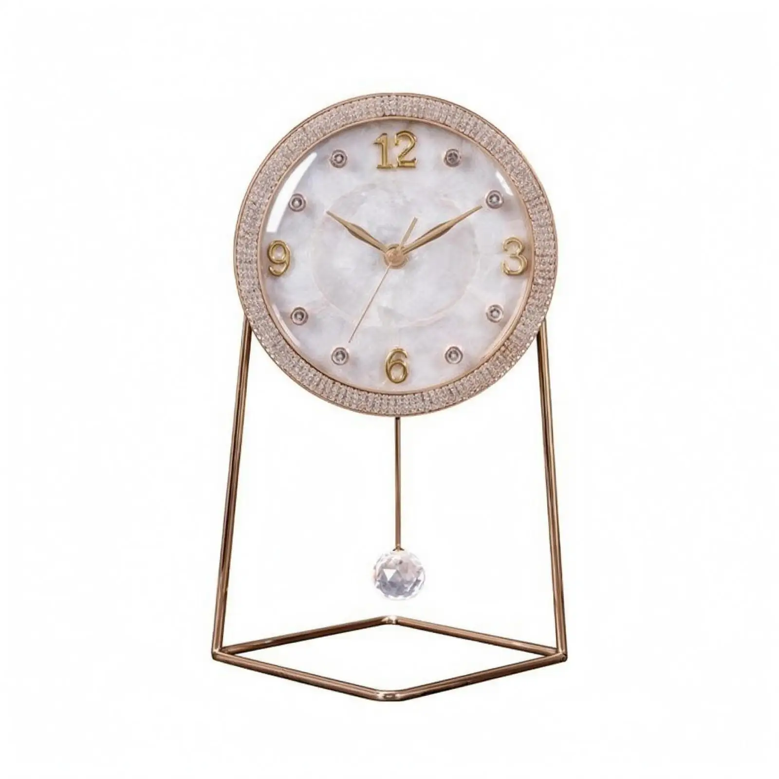 Reloj de péndulo decorativo de mesa – Reloj clásico con borde para el hogar - imagen 3