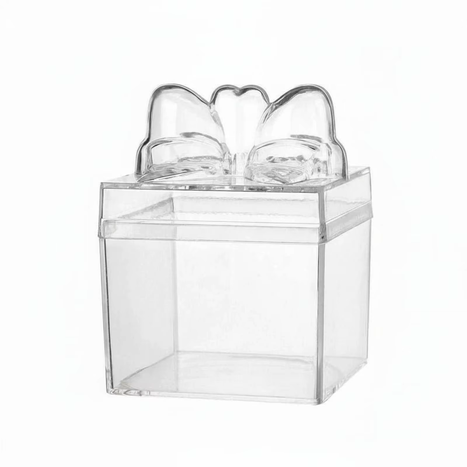Caja transparente para dulces con forma de lazo para celebraciones