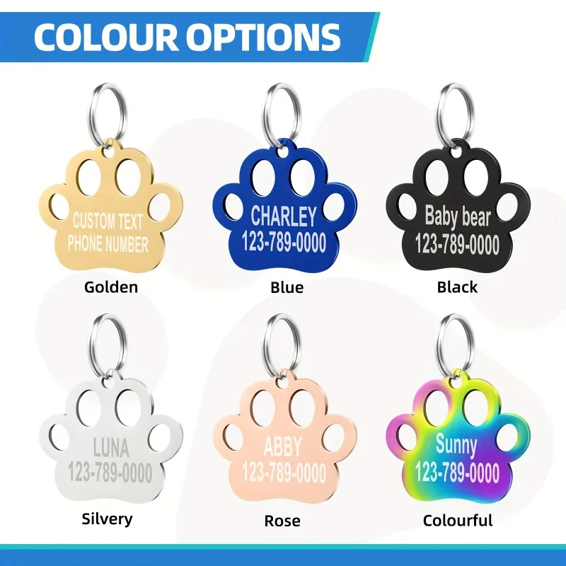 Placa Identificación Personalizada para Gato con Nombre Grabado y Diseño Huella - imagen 4
