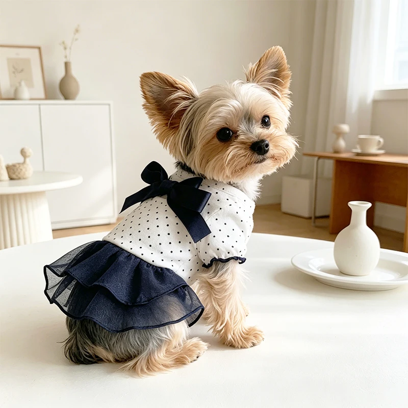 Ropa de verano para perros: vestido con lazo, falda Chihuahua y Bichón