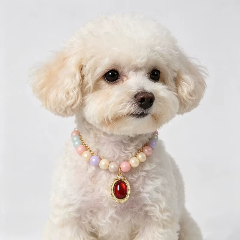 Collar elegante con perla y piedras para gatos y perros pequeños - imagen 2