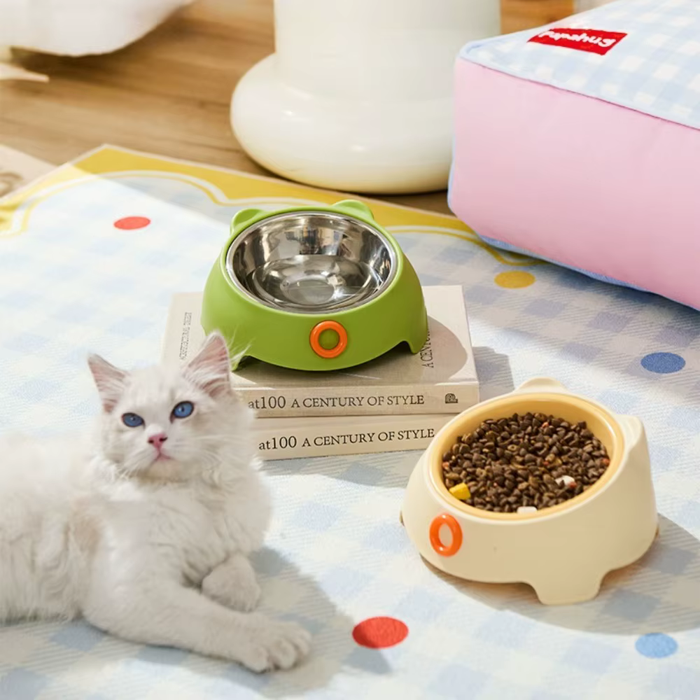 Comedero acero inoxidable para perros y gatos – Borde inclinado para cuello, antivuelco - imagen 3