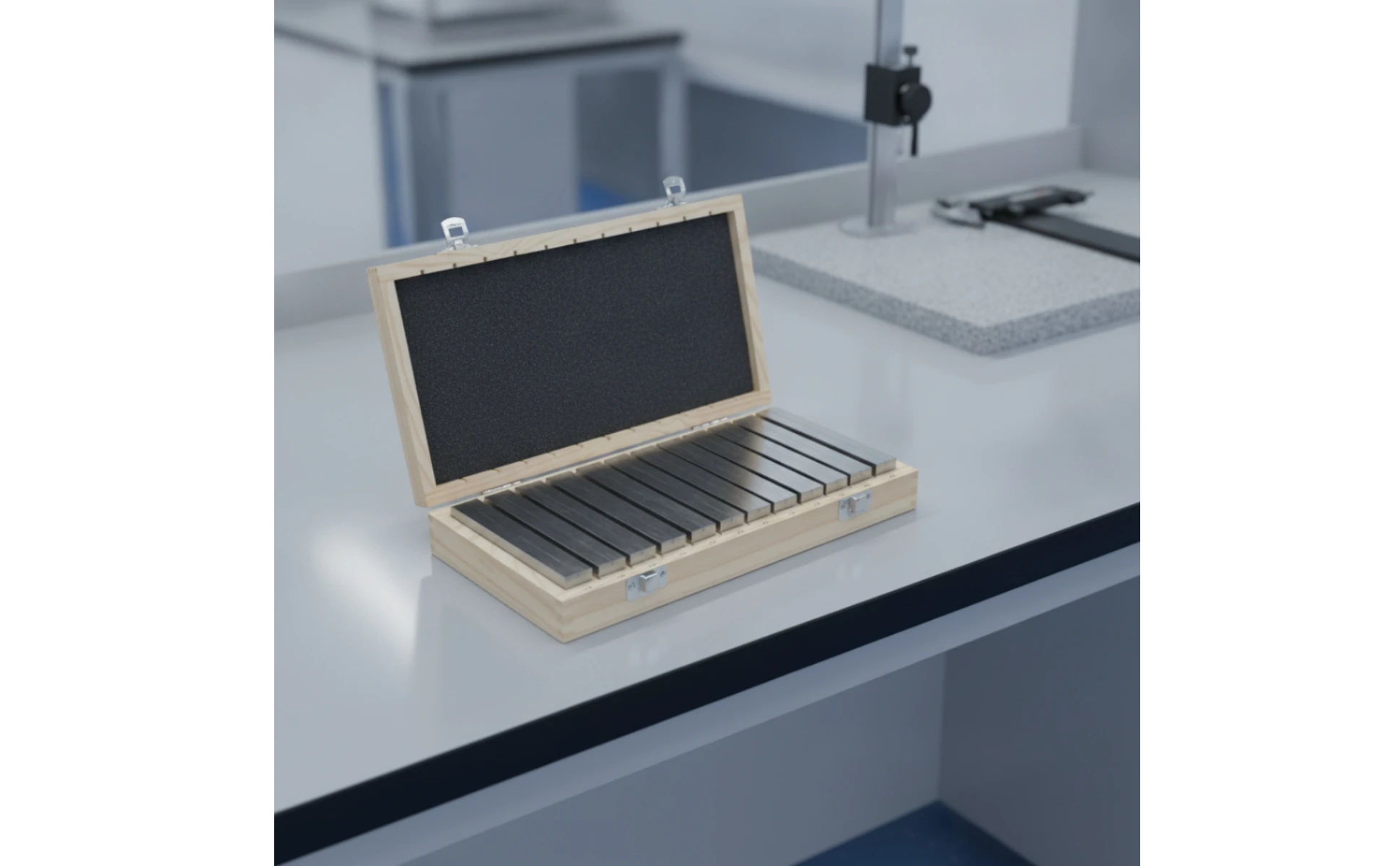 Juego de 24 bloques paralelos de calibración en caja de madera