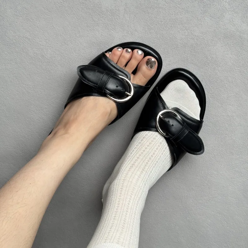 Sandalias mule mujer tacón piel PU hebilla verano - imagen 3
