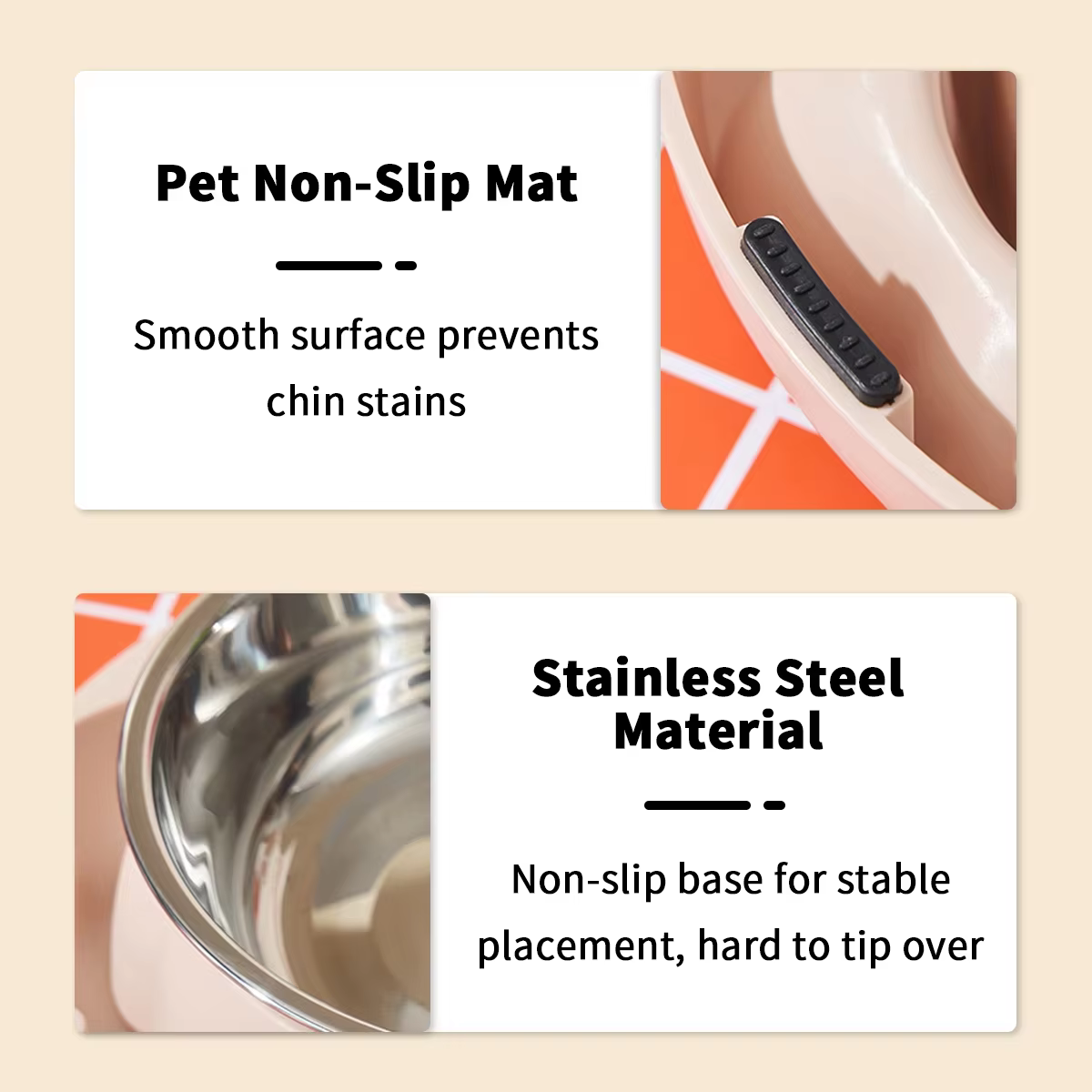 Comedero doble de acero inoxidable para gatos y perros - imagen 3