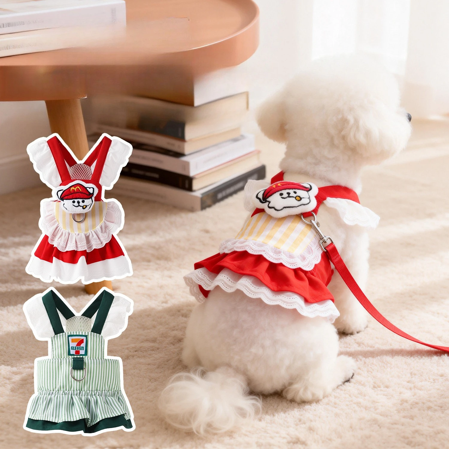 Vestido para perros estilo pastoral a cuadros negros