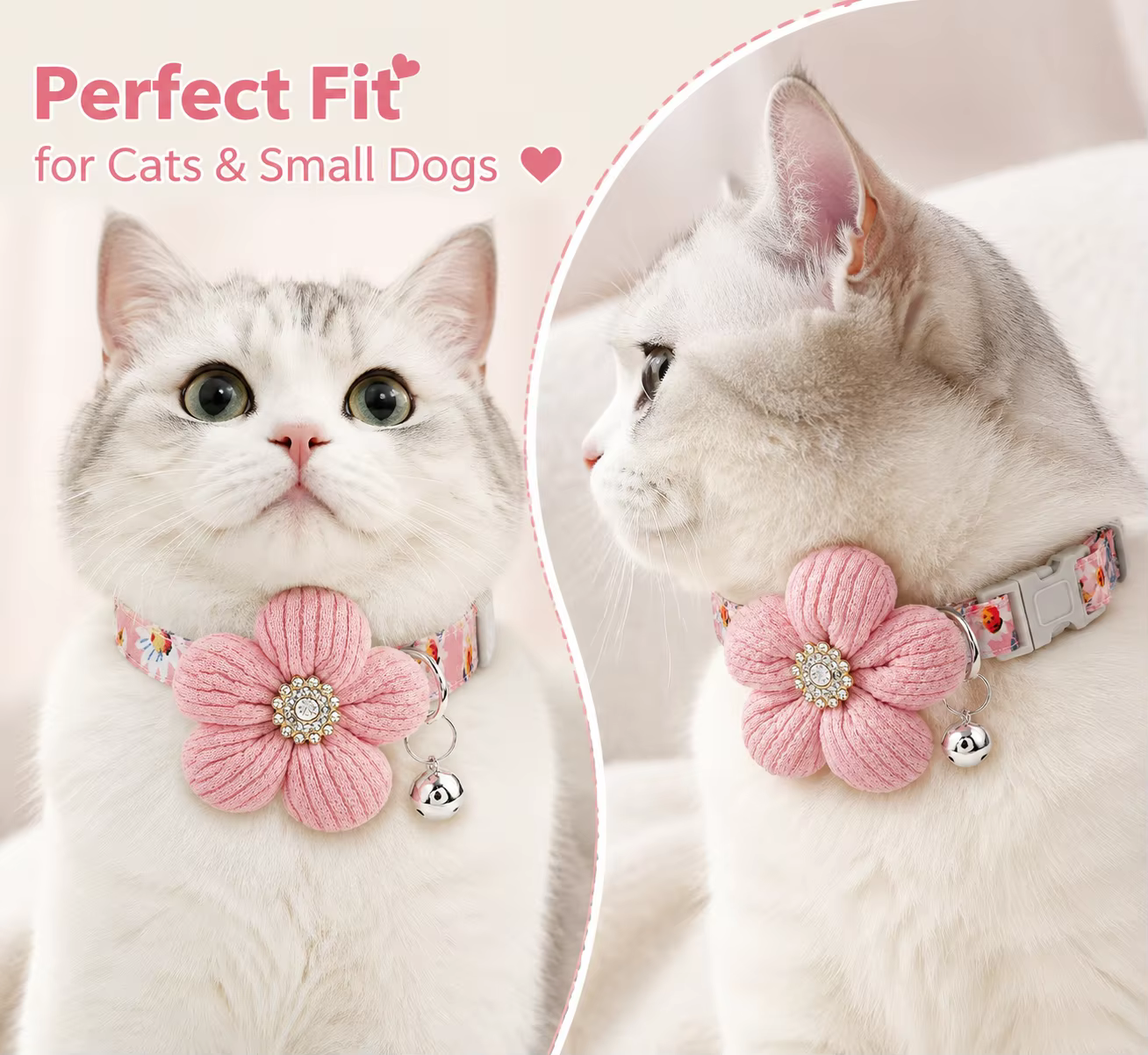 Collar floral para gatos y perros pequeños con campana segura - imagen 4