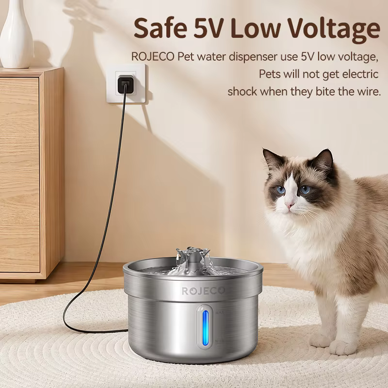 Bebedero automático de acero inoxidable para gatos y perros - imagen 2