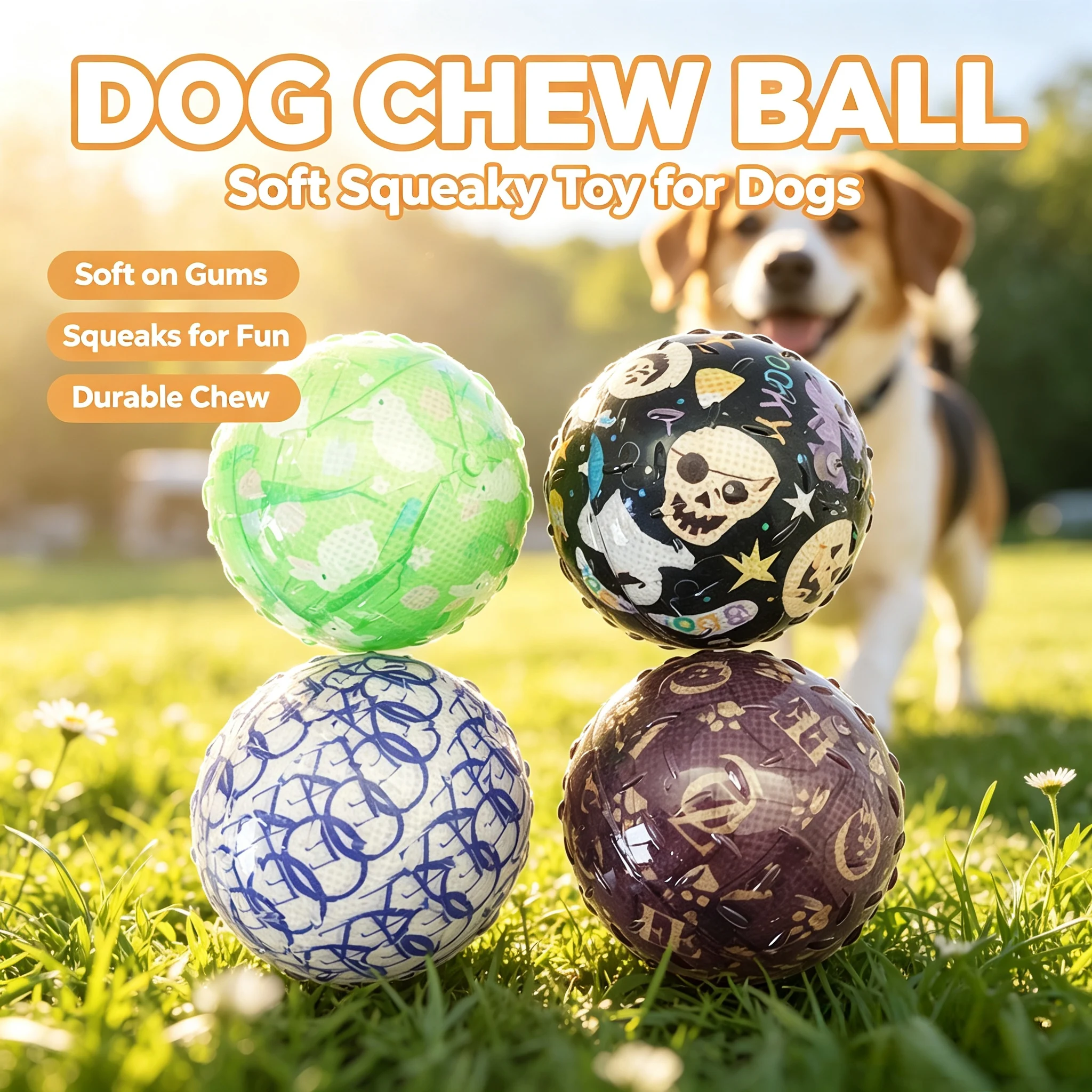 Bolas de goma con sonido para perros – Juguetes divertidos - imagen 3