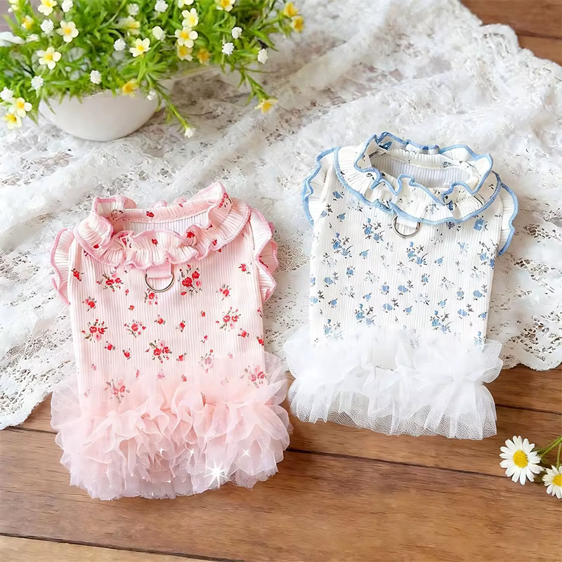 Vestido de verano con volantes para gatos y perros – Bulldog Francés