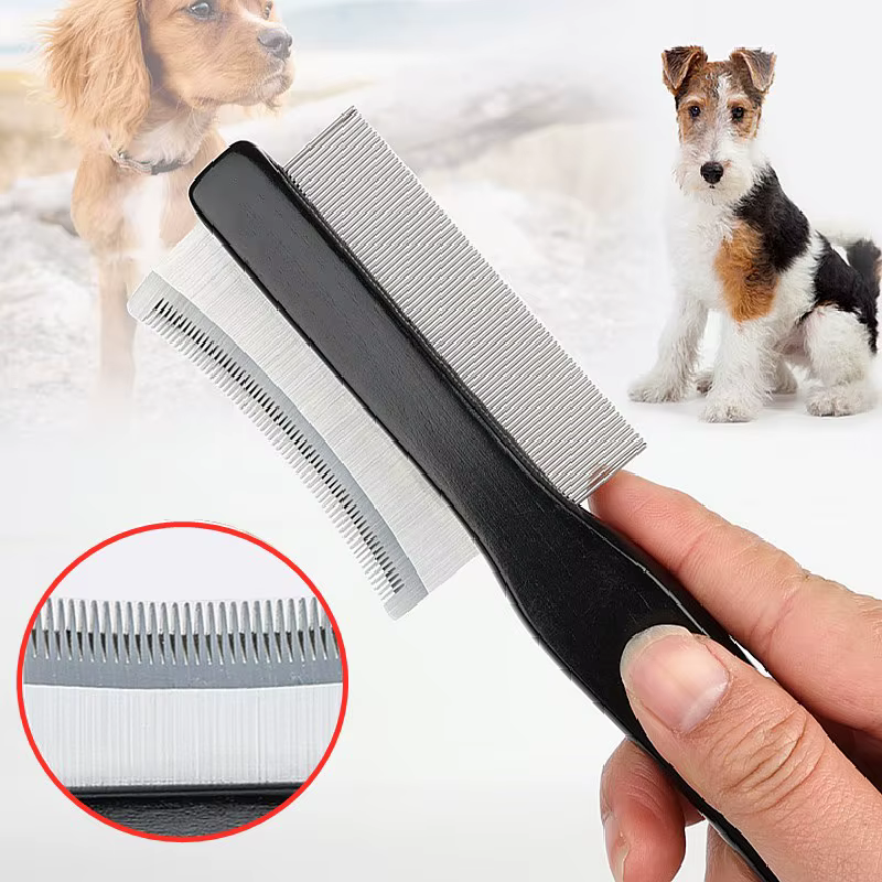 Cepillo doble cara para perros y gatos – Elimina pelo con mango de madera