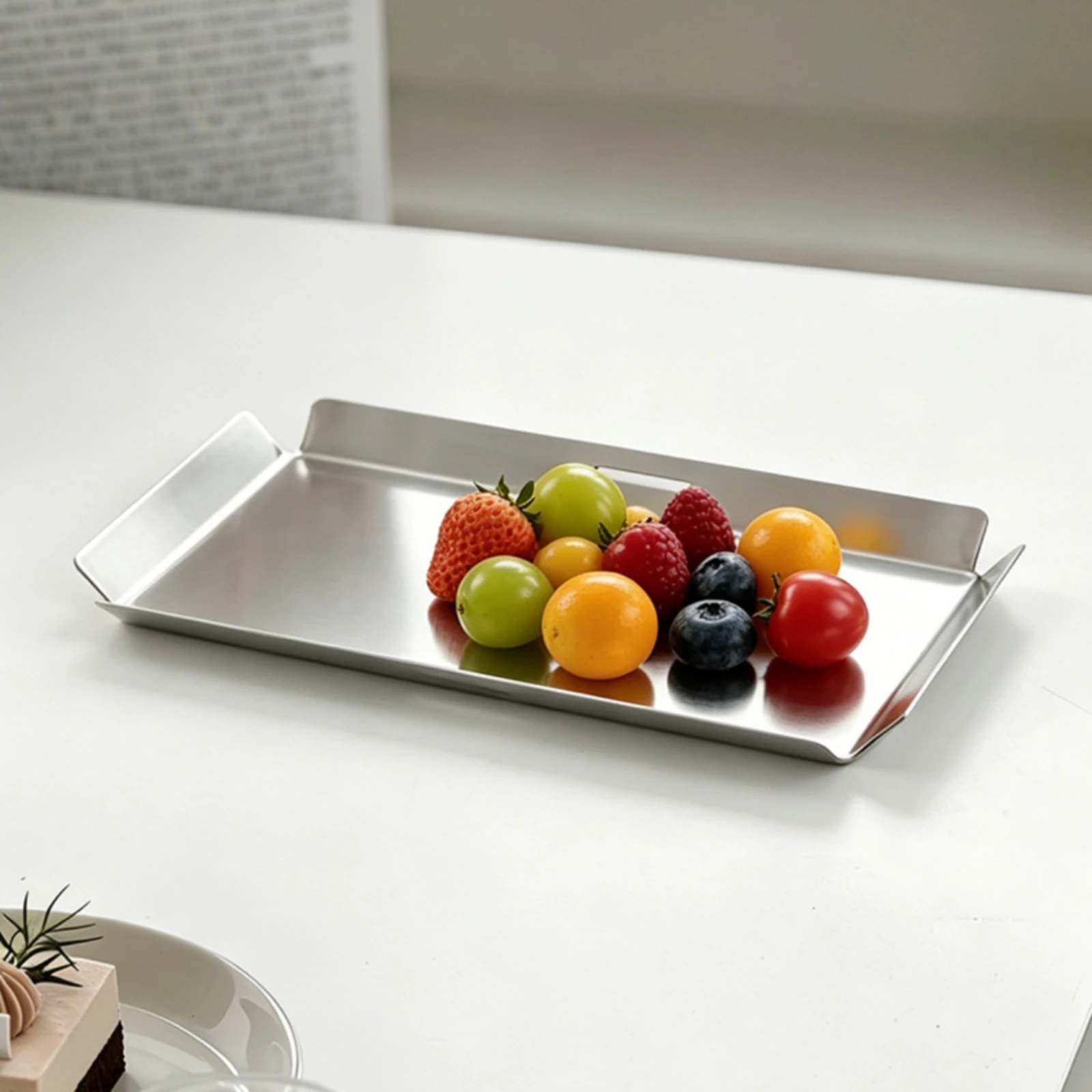 Comedero rectangular acero inoxidable con asas para gatos y perros