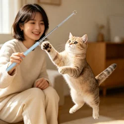 Juguete varita interactiva para gatos con plumas reemplazables