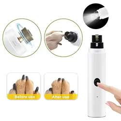Lima uñas eléctrica recargable USB con LED para perros y gatos