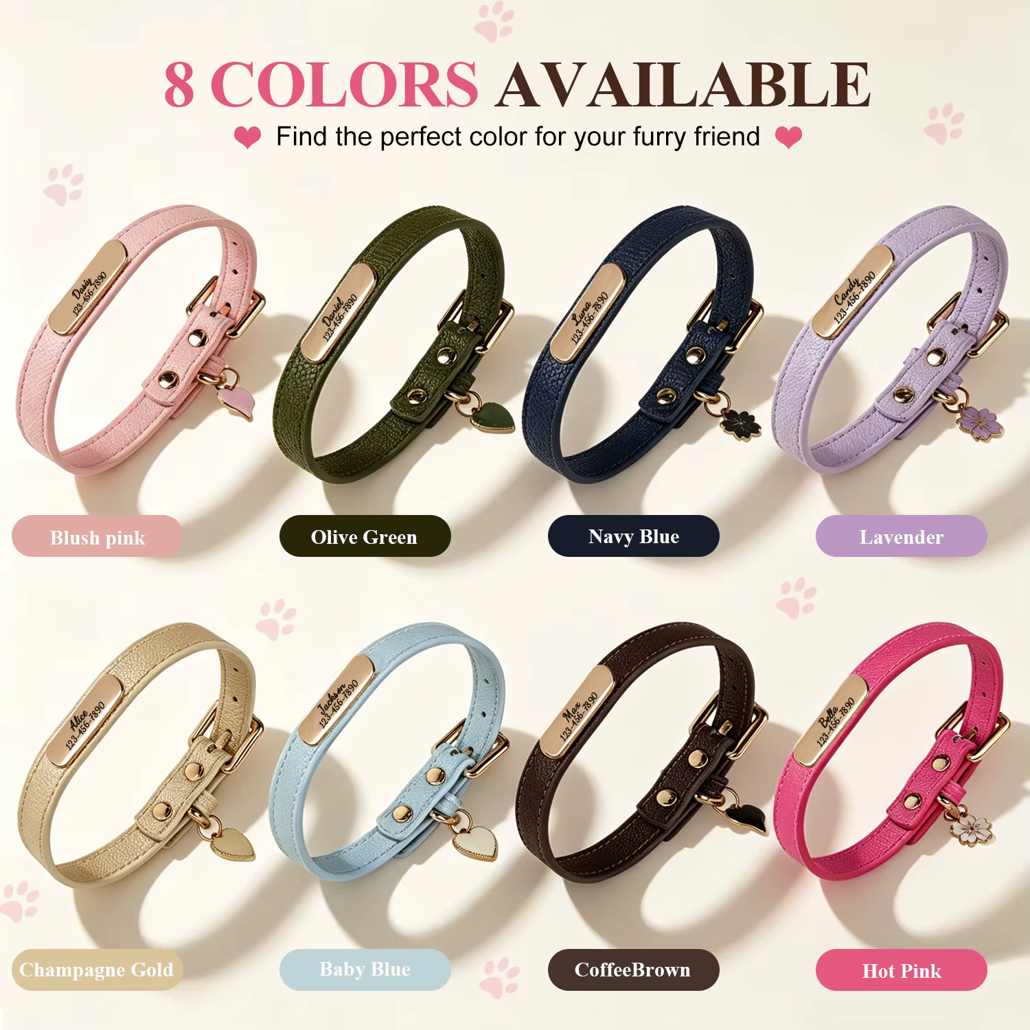 Collar personalizado de cuero suave con placa para perros y gatos - imagen 2