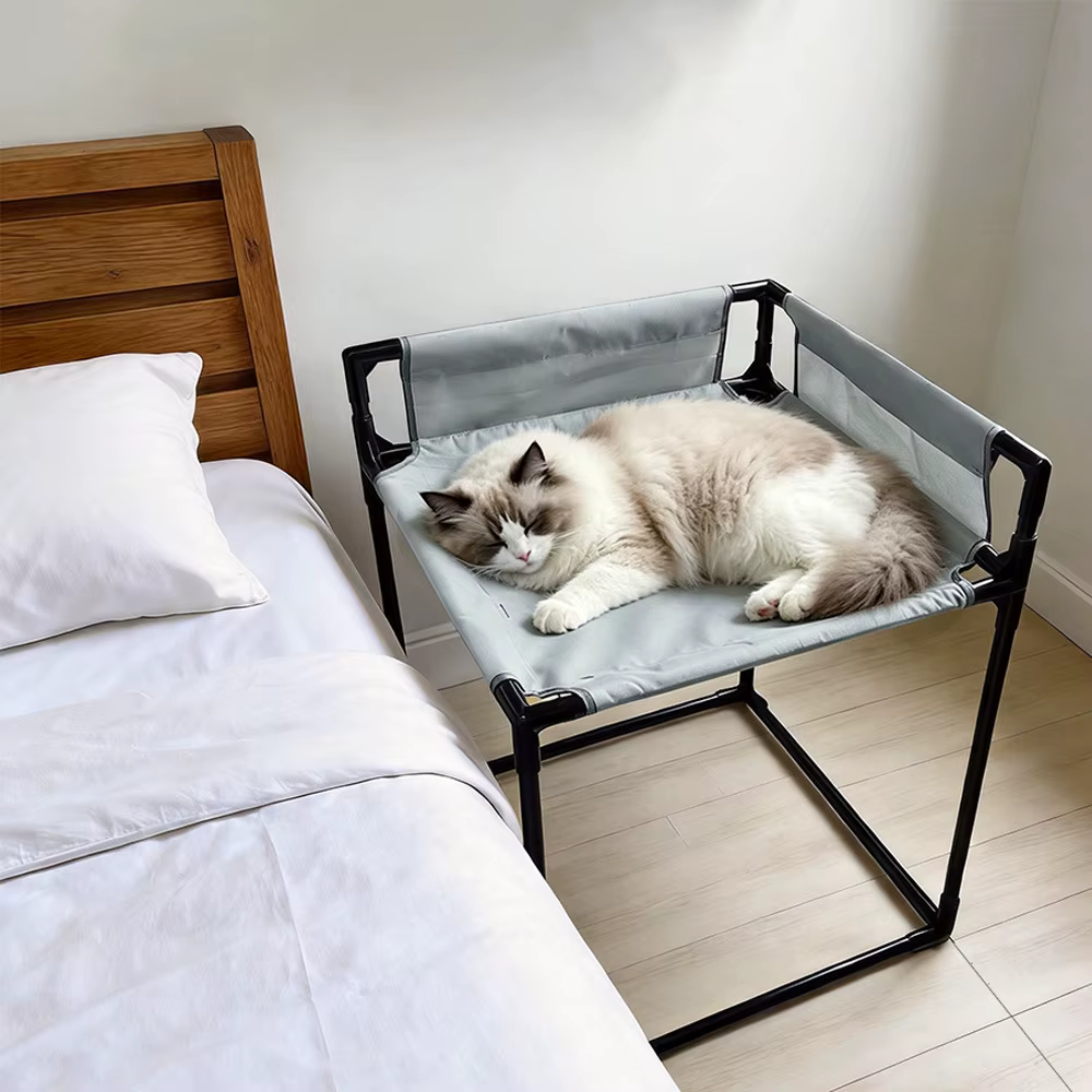 Cama anticaídas para gatos con barandilla, desenfundable transpirable