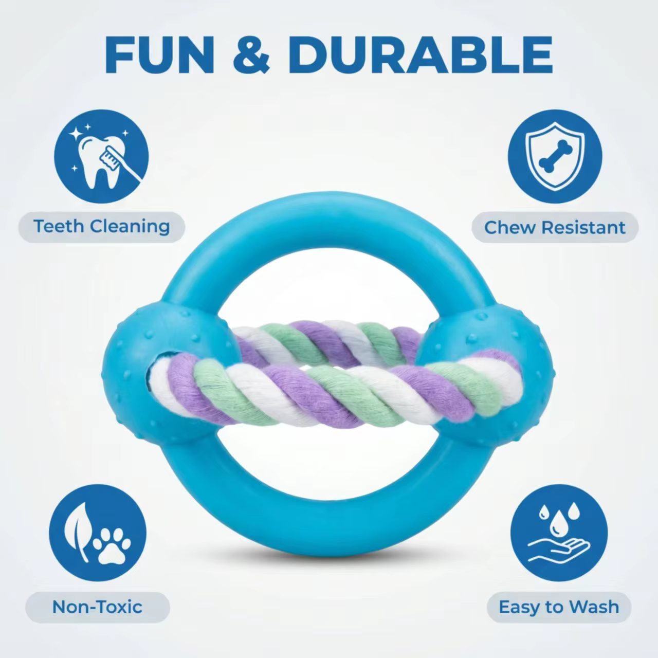 Juguete de cuerda con nudo y bola para perros – masticable antiestrés - imagen 4