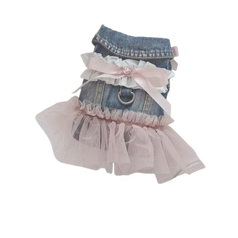 Disfraz vestido tutú de mezclilla con encaje para gatos y perros - imagen 5