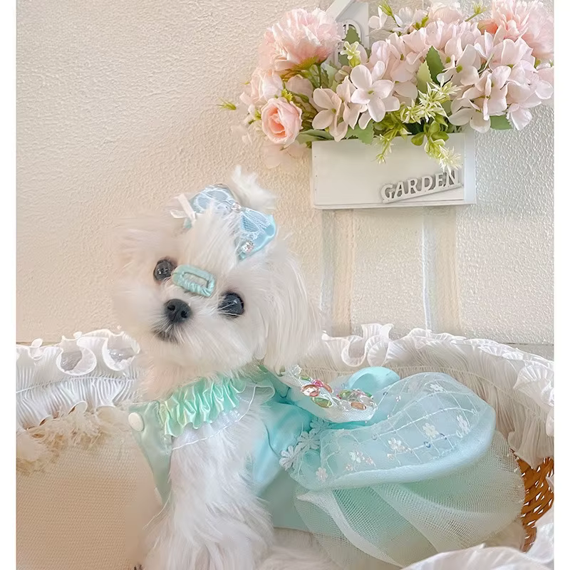 Vestido princesa transpirable con lazo grande para perros Chihuahua - imagen 4
