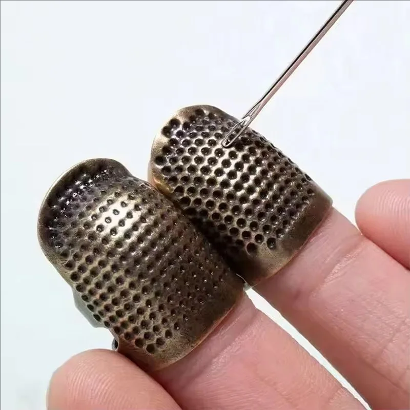 Dedal ajustable antideslizante vintage, protector de dedo para coser - imagen 3