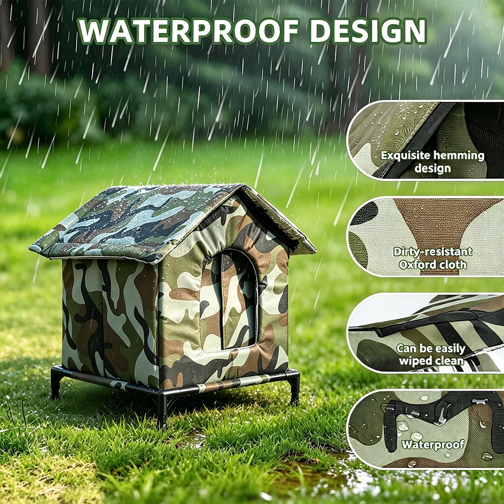 Casa elevada impermeable para gatos y perros – Plegable exterior - imagen 4