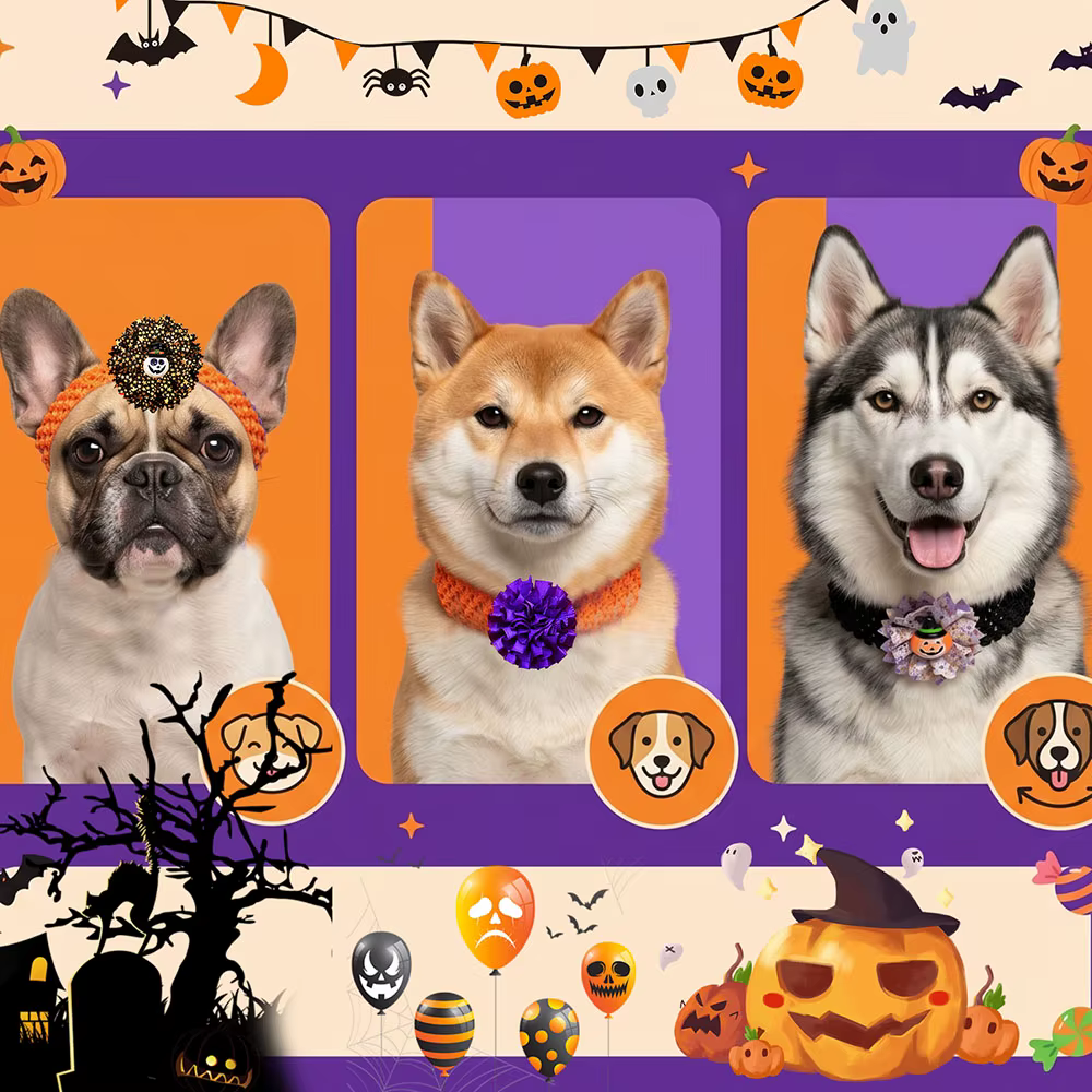 Lazos para perro de Halloween, artesanales, para collar